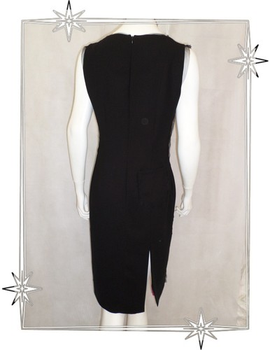 ♥ - Robe Habillée Noire Fuchsia Bi-Matière Nathalie Chaize Taille 40 - Imagen 2 de 9