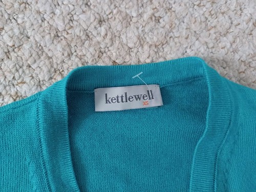 Jersey KETTLEWELL 100 % lana merino imitación envoltura turquesa XS - Imagen 13 de 16