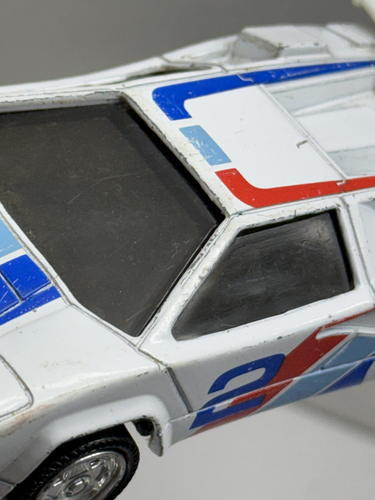 Vintage 1987 Mattel Arco Lamborghini White Racing Sports Car #2 Retro Toy White - Picture 11 of 13