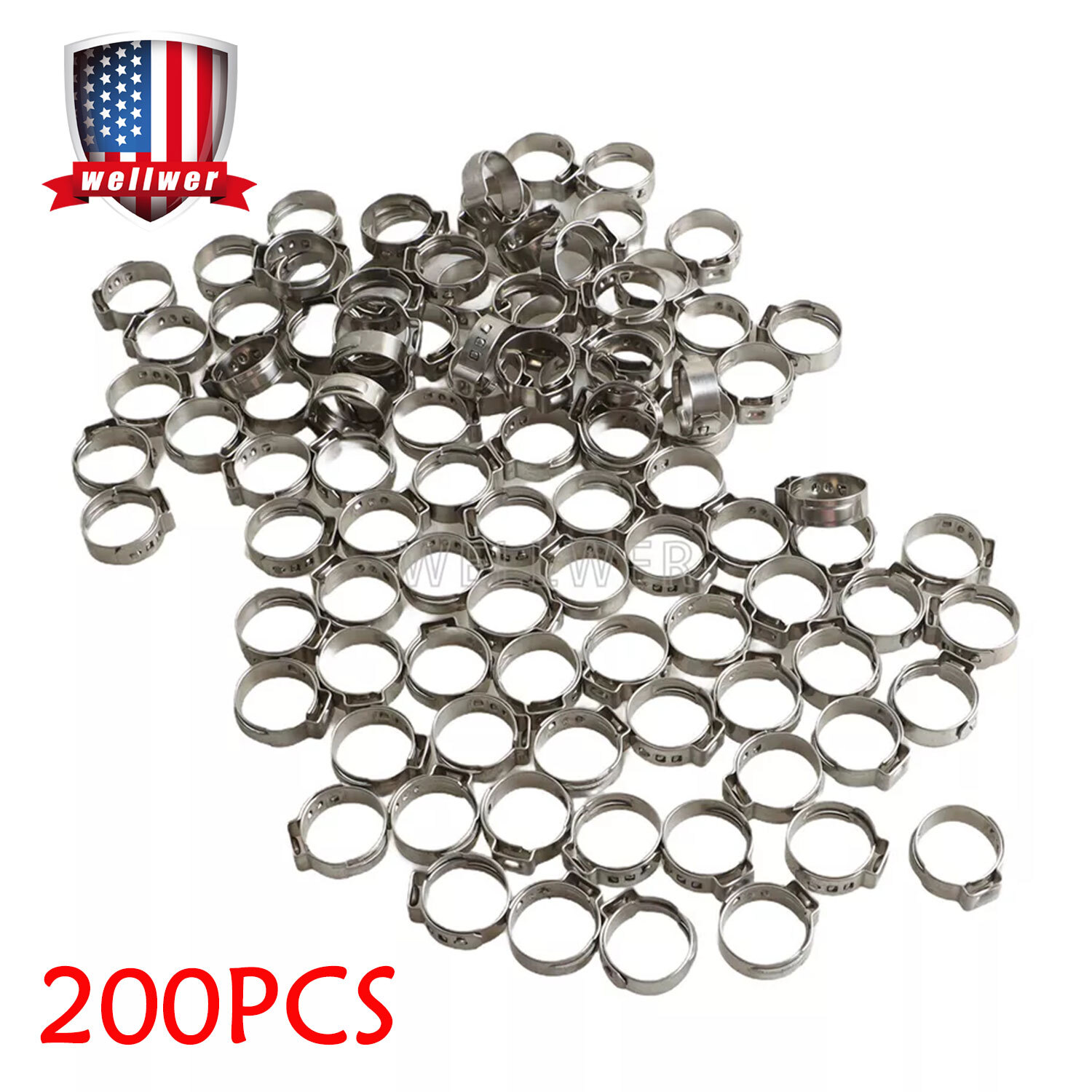 200Pcs 1/2" PEX Stainless Steel Clamp Cinch Rings Crimp Pinch Fitting