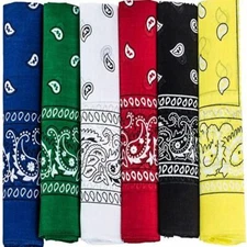 Pack of 6 X-Large Paisley Cotton Printed Bandana - 27 x 27 inches