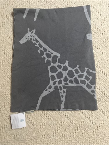 POTTERY BARN KINDER MEHRZWECK grau Giraffe Decke Baumwolle 31" x 41" Neu mit Etikett