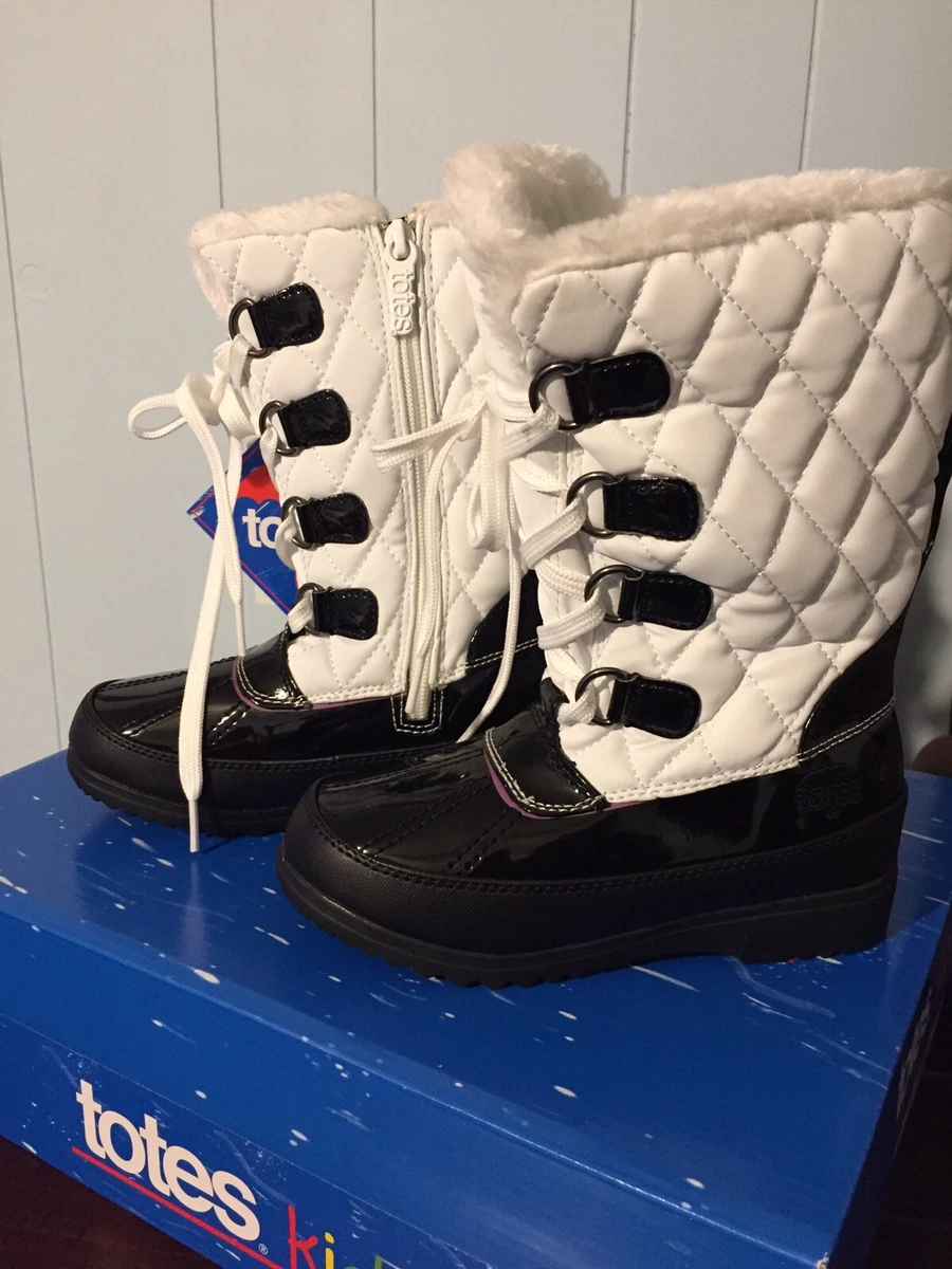 Totes Girls Winter Boots Size 12 Waterproof Black White NEW eBay