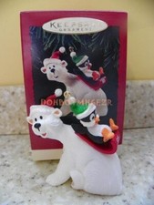 Hallmark 1995 Polar Coaster Penguin Polar Bear Christmas Ornament