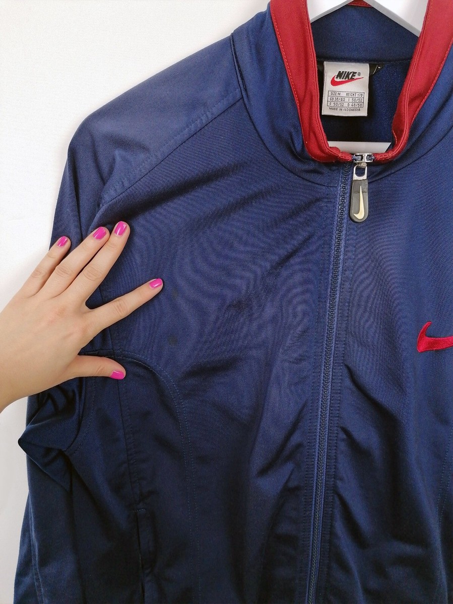 Nike ランニングジャケット ネイビー/レッド NIKE Vintage 90's Track Jacket Sleeve Spell-out Logo Navy