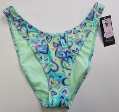 Wild Fable Green Heart Print Front Scoop Low Rise High Leg Cheeky Size XXS 00