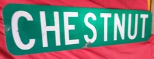AUTHENTIC Retired CHESTNUT AVE ST STREET SIGN 36X9" road,traffic MAN CAVE garage