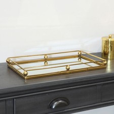 Gold Rectangle Mirrored Tray - Perfume, Display Tray
