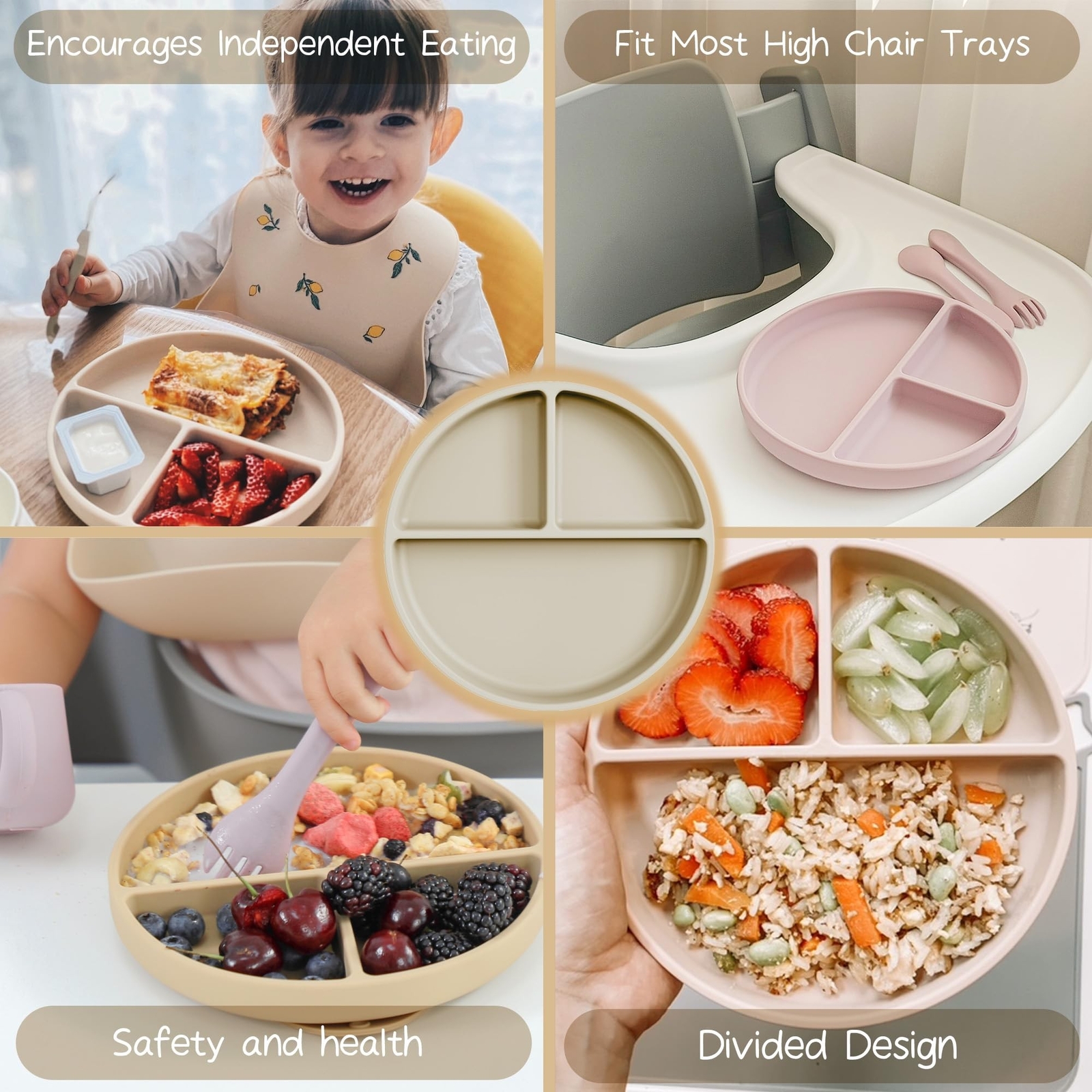 Moonkie Suction Plates for Baby | 100% Silicone BPA-Free Baby Plate... Fast Ship