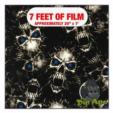 Hydrographic film Blue Eyed Vampire Skulls hydro dipping 7' x 20" hydro dip