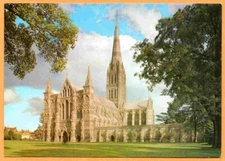 Salisbury Cathedral Anglican Church Wiltshire England Chrome Postcard 1625