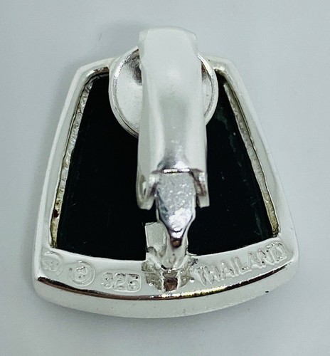 Vintage (1950s) Mid-Century Modern Sterling Silver Onyx Clip Earrings - Picture 8 of 8