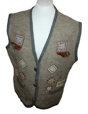 LADIES ITALY KNITTED TYROLEAN TRADITIONAL WALKING WAISTCOAT size L WOOL