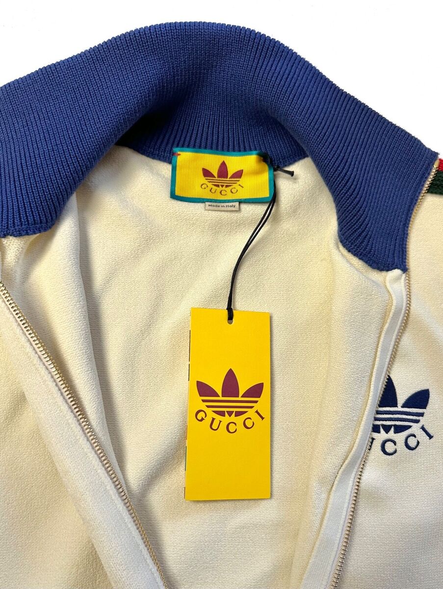 GUCCI ADIDAS VISCOSE TREFOIL WEB Stripe Zip Up Track Sport GUCCI ADIDAS VISCOSE TREFOIL WEB Stripe Zip Up Track Sport
