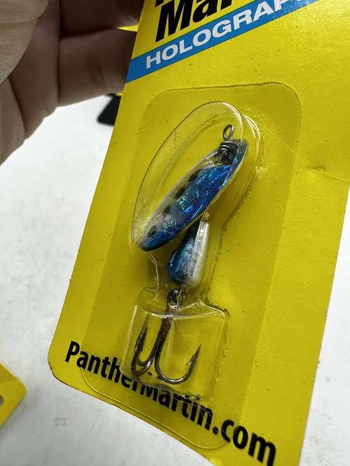 3 Señuelos Panther Martin Trucha Spinners 1/8oz Hoja Plata Talla 4 Azul Manchas Negras Foto 3 de 4