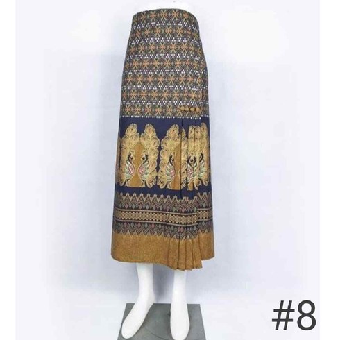 1 X Traditional Thai Laos Synthetic Long Sarong Skirt Wrap Ready to Wear Summer - Picture 8 of 52