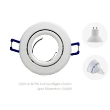 10 x White Round Recessed Downlight Holder Adjustable Casing for GU10 MR16 Bulb
