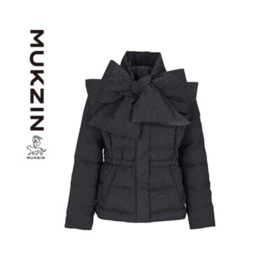 MUKZIN Down Coat Floral Retro Adventure In Space Bow Scarf Small