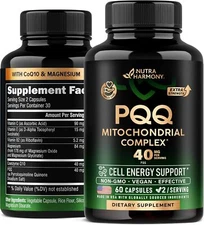 PQQ 40 Mg - PQQ with Coq10 Supplement - Mitochondria Biogenesis & Cellular Energ