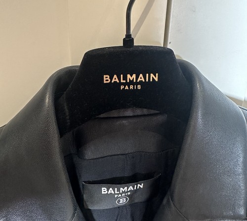 Balmain - Black Double-Breasted Classic Leather Blazer - Picture 8 of 11