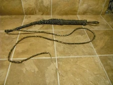 Vintage 106” Leather Braided Horse Bull Riding Whip Crop Brown Handmade