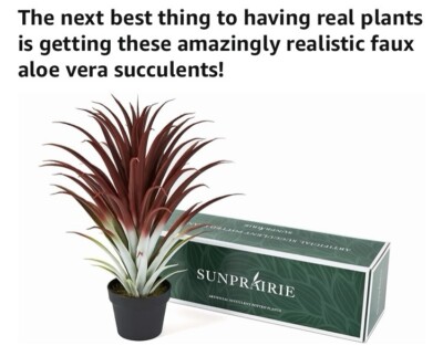 Hyper Realistic Big Red Artificial Aloe Vera Plant 26 Inches Tall. Large  Faux | eBay