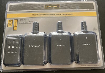 Defiant 3-Pk Wireless Indoor/Outdoor Remote Control Switch with 3 Receivers