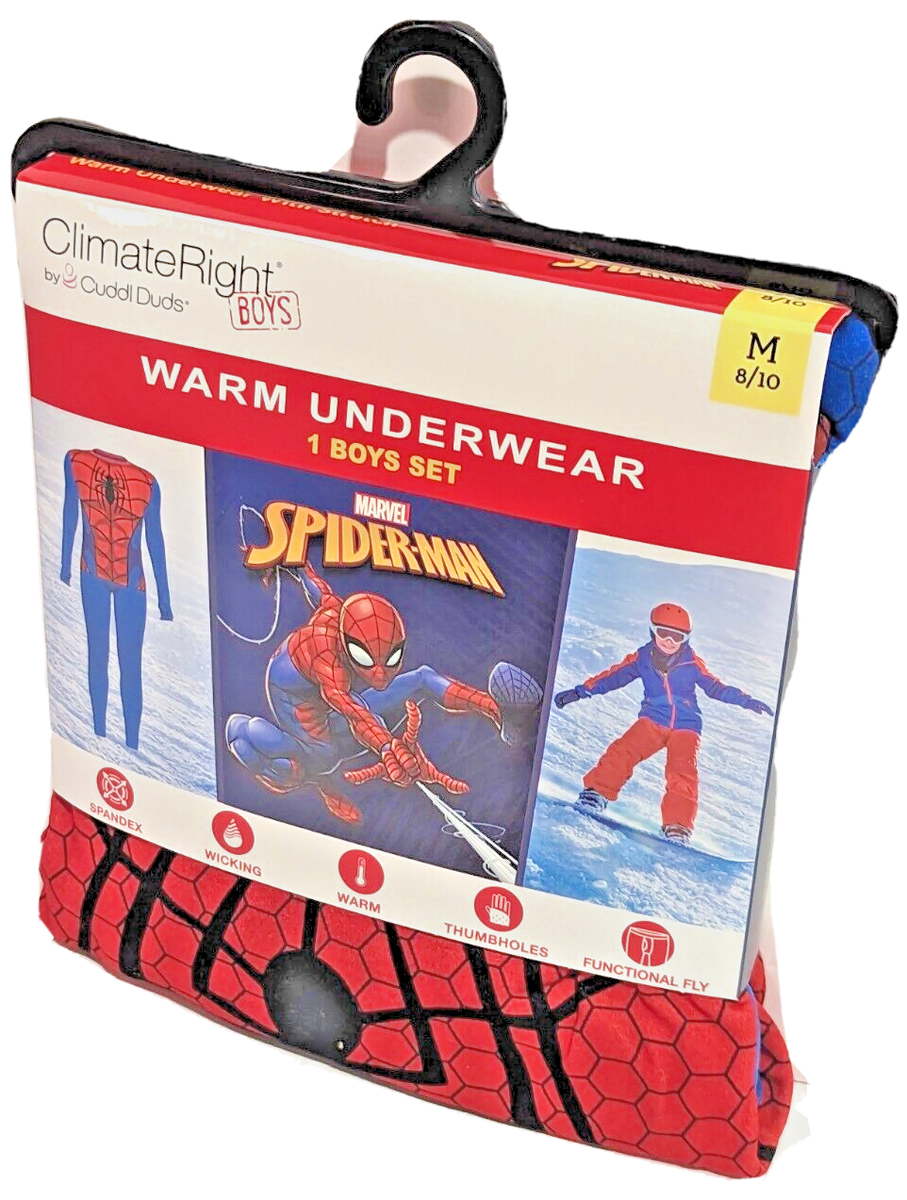 Spiderman Boys Thermal Underwear Baselayer Shirt Pant PJs Medium 8-10
