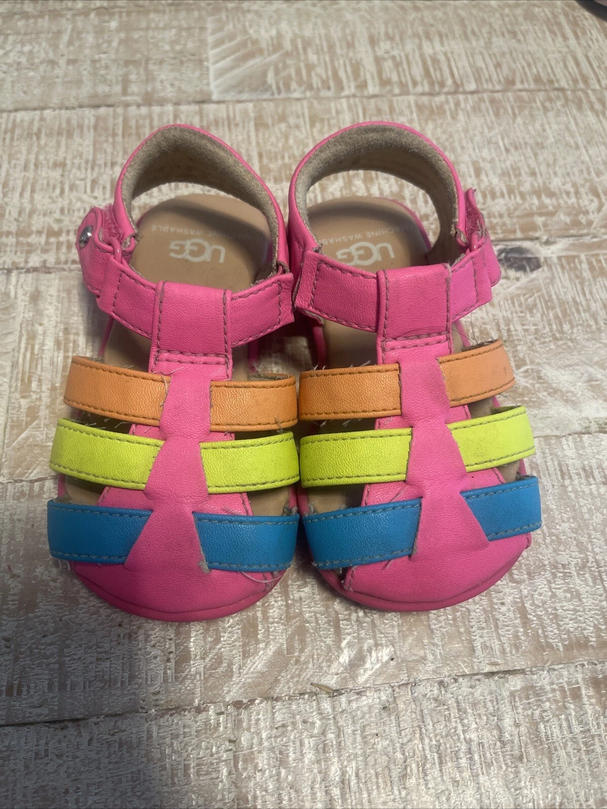 Sandali multicolori UGG per ragazze rosa Allairey lavabili UK taglia 5 EU 22