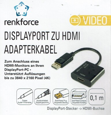 Renkforce RF-4222524 DisplayPort / HDMI Adapter [1x DisplayPort Stecker - A37