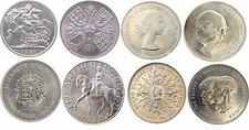 FULL SET OF CROWNS FROM 1951 TO 1981 8 COINS CROWN COLLECTION