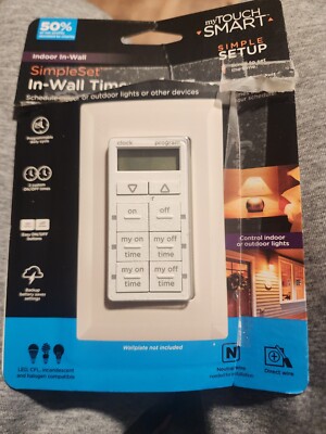 myTouch Smart In-Wall Digital Timer - 26893 White - Indoor/Outdoor Lights 