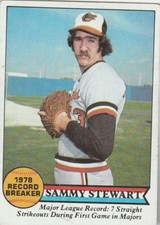 FREE SHIPPING-GOOD-1979 Topps Sammy Stewart Baltimore Orioles REcord Breaker 206