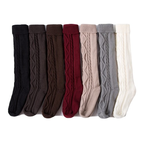 Ladies Winter Warm Leg Sleeves Over the Knee Knitted Rhombus Floor Socks - Picture 2 of 13