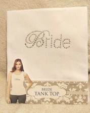 Bride Wedding Tank Top Jeweled Embelished Size L 100 cotton WHITE Bridal Shower