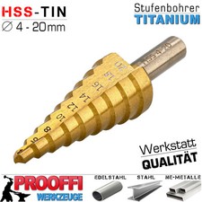 HSS Stufenbohrer Schälbohrer Konus Kegel Bohrer Metall Fräser TITANIUM Ø 4-20 mm