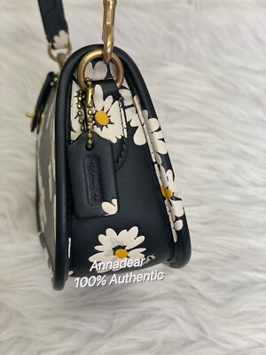 COACH CR509 Swinger Bag 20 Floral Print Glovetanned Leather Black