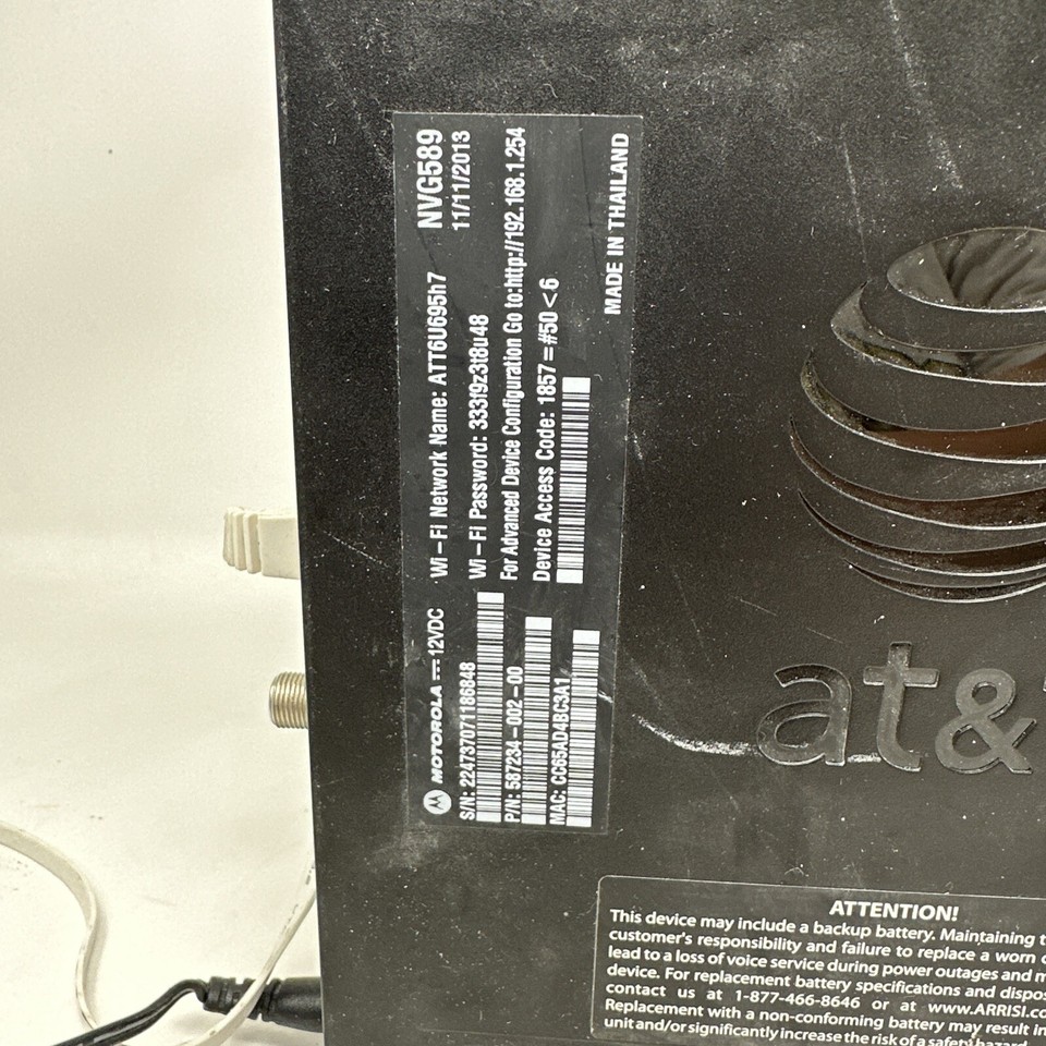 ARRIS AT&T U-VERSE Model NVG589 Router/Modem Combo | eBay