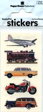 Transportation, scrapbook sticker, 3 sheets, each 2" x 4", Paper House 2148