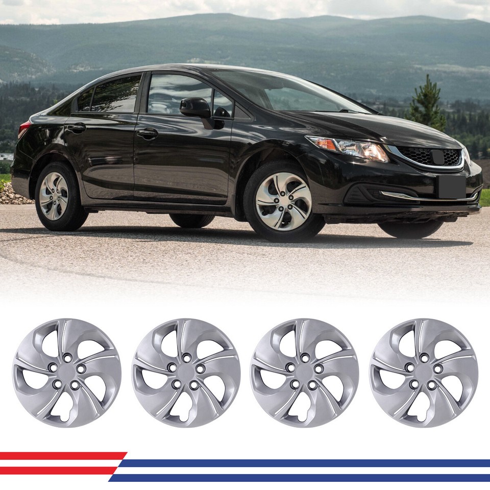 (4 Pack) 15-Inch Hubcaps for 2013-2015 Honda Civic R15 Wheel Rims Cover ...