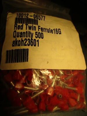 Z+F ferrule, 16 AWG, red, 2-wire, 12mm ferrule length