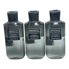  3 Bath  Body Works Bottles Mens Graphite 3-In-1 Hair Face Wash Shower 10 oz