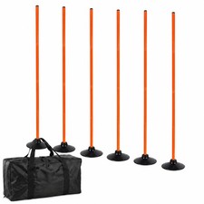 6 Pcs 5FT Adjustable Agility Training Poles, Rubber Bases and Bag