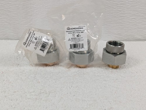 Pipe Fitting - Dielectric Union - 3/4 x 1/2 In. - 520-01-34-12B-Z - 3 Pack