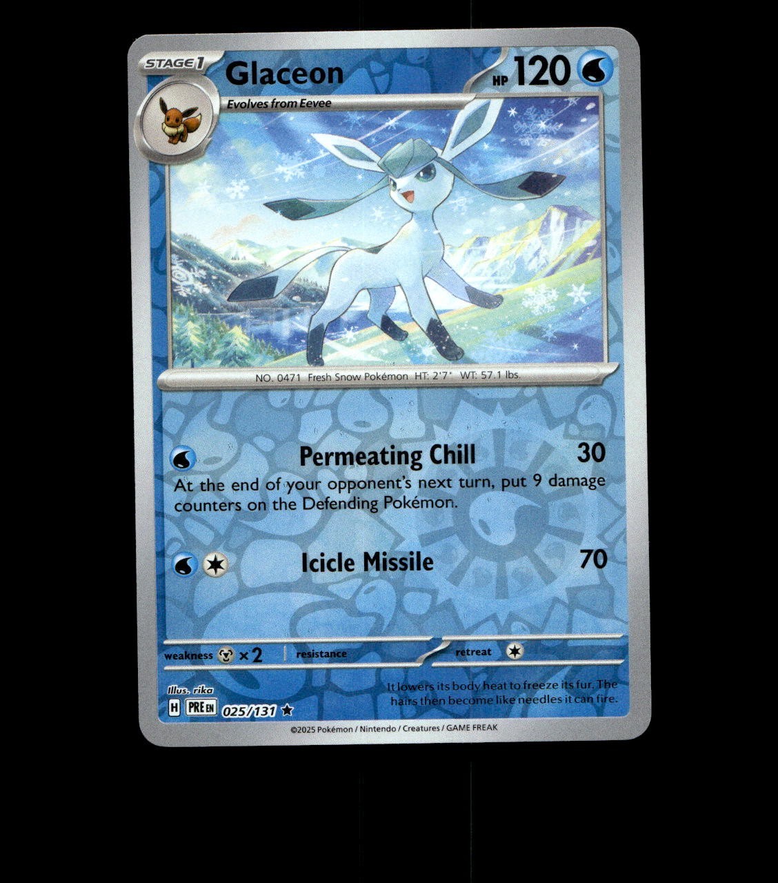 Glaceon – 025/131 – Prismatic Evolutions – Reverse Holofoil – Near Mint Pokemon
