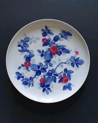 Meissen,Teller,Purpurrose mit blauen Blättern,H. Werner, Platte,Schale,Service