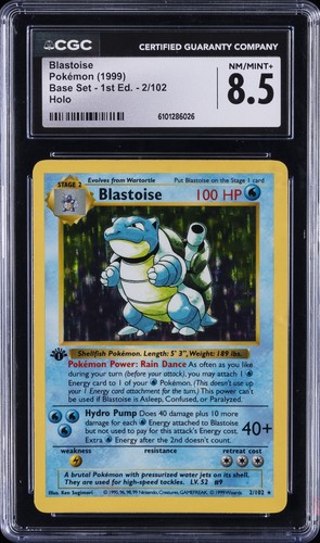 Blastoise (1st Edition) graded CGC 8.5 for sale on eBay