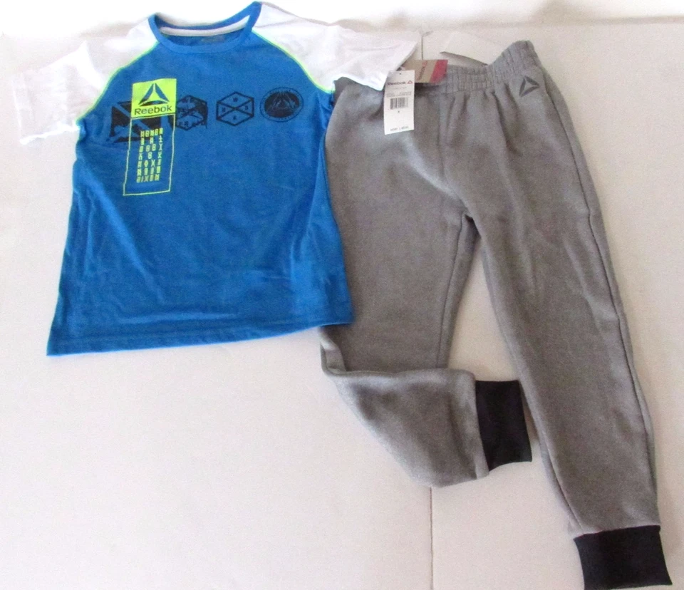 Conjunto REEBOK para niños: camisa gráfica y pantalones deportivos de lana pesada elige color y talla 5, 6 Foto 3 de 4