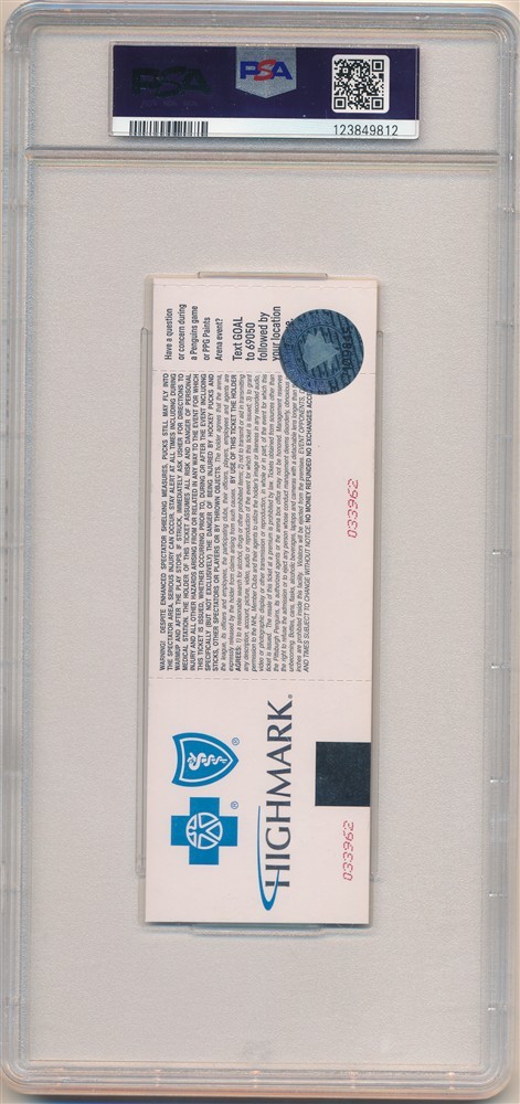 CONNOR BEDARD NHL DEBUT FULL TICKET 2023 NHL PENGUINS BLACKHAWKS PSA 8 NM-MT view 2
