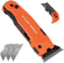 Klein Tools 44306 FLICKBLADE 2-In-1 Folding Utility Knife and Scraper with Built